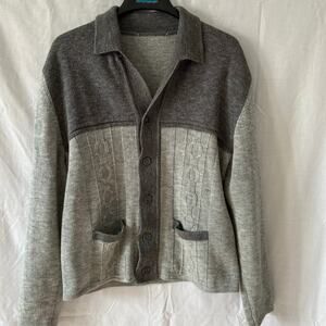 Two Tone Gray Collared Cardigan Style Sweater Vintage Men's Medium
